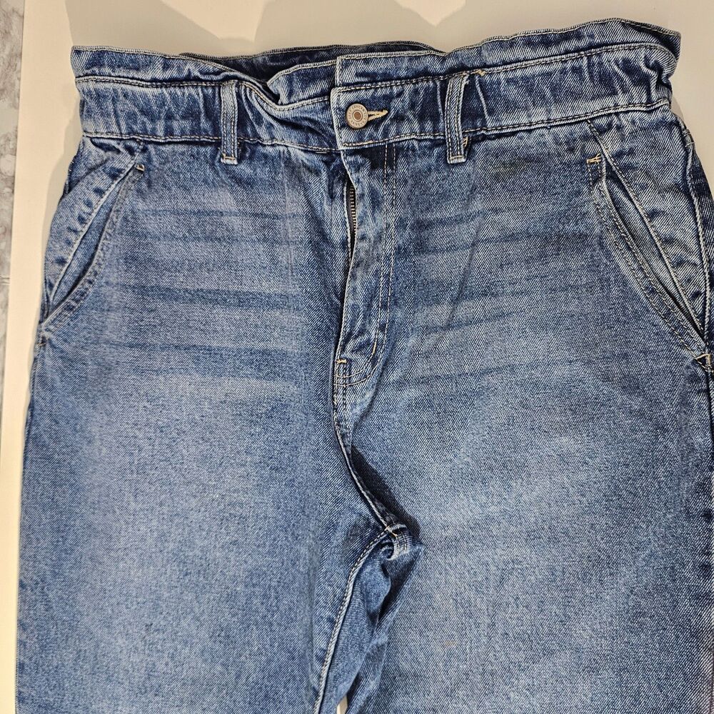 KanCan Ultra High Rise Paperbag Straight Leg Jeans Medium Wash Womens 13/30